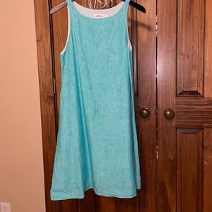 Vineyard Vines Linen Swing Dress Sz 2 Turquoise Like New
